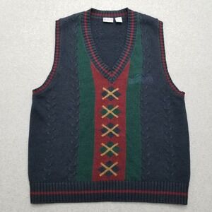 Bugle Boy‎ Sweater Mens XL Blue Red Green Vest Pullover V Neck